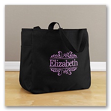Personalized Baroque Tote Bag - Black