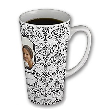 Loving Damask - Ebony - Personalized Photo Latte Mug