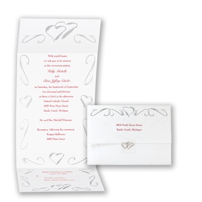 Silver Heart Seal and Send - Invitation