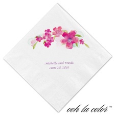 Beverage White Napkin - Floral Pinks