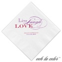 Beverage White Napkin - Live, Laugh