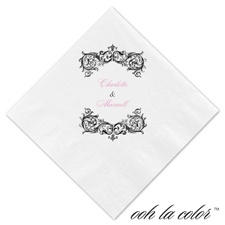Beverage White Napkin - Baroque Border