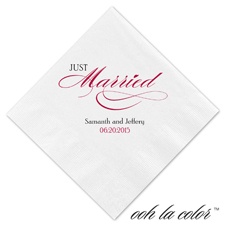 Beverage White Napkin - Just Married
