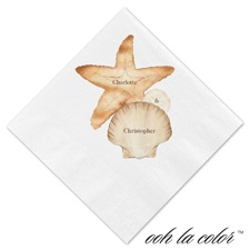 Beverage White Napkin - Shells