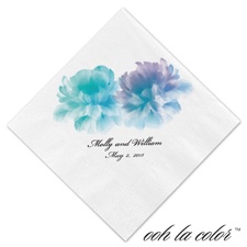 Beverage White Napkin - Blooms in Blues