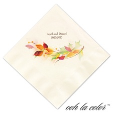 Beverage Ecru Napkin - Colored Leaves