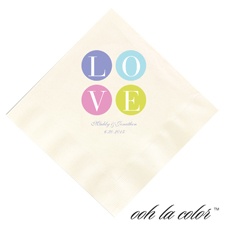 Beverage Ecru Napkin - Love Circles