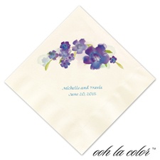 Beverage Ecru Napkin - Floral Purples
