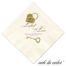 Beverage Ecru Napkin - Love Lock