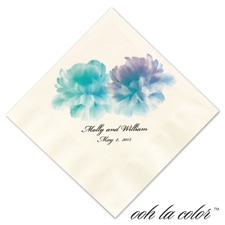 Beverage Ecru Napkin - Blooms in Blues