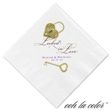 Luncheon White Napkin - Love Lock