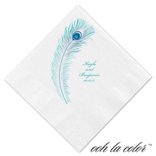Luncheon White Napkin - Peacock