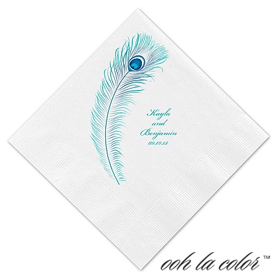 Luncheon White Napkin - Peacock