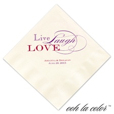 Luncheon Ecru Napkin - Live, Laugh