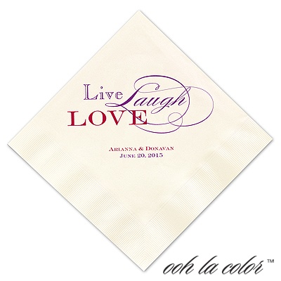 Luncheon Ecru Napkin - Live, Laugh