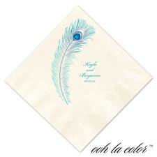Luncheon Ecru Napkin - Peacock