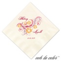 Luncheon Ecru Napkin - Garland of Orange/Pinks