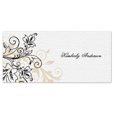 Flourish with Golden Shadow - Black - Place Card
