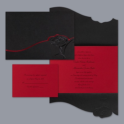 Twilight Black and Red Rose - Invitation