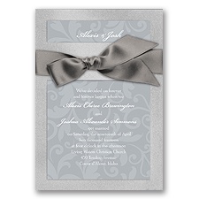 Treasured Jewels Pattern - Silver  &  Grey Invitation
