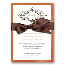 Imperial Deco Monogram - Copper Invitation with Ribbon