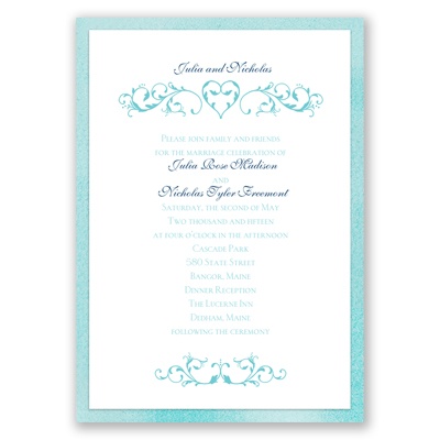 Imperial Filigree Heart - Blue Topaz Invitation