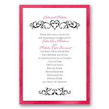 Imperial Filigree Heart - Hot Pink Invitation
