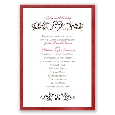 Imperial Filigree Heart - Garnet Invitation