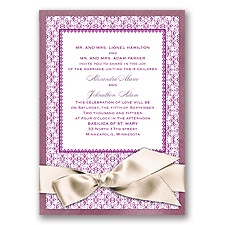 Imperial Byzantine Border - Amethyst Invitation with Ribbon