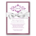 Imperial Deco Monogram - Amethyst Invitation with Ribbon