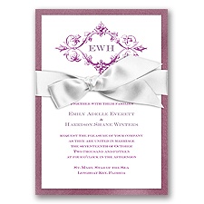 Imperial Deco Monogram - Amethyst Invitation with Ribbon