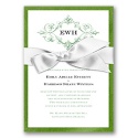 Imperial Deco Monogram - Green Topaz Invitation with Ribbon