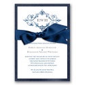 Imperial Deco Monogram - Sapphire Invitation with Ribbon