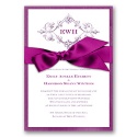 Imperial Deco Monogram - Violet Invitation with Ribbon