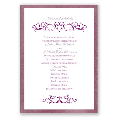 Imperial Filigree Heart - Amethyst Invitation