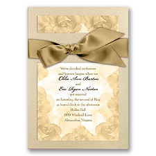 Treasured Jewels Vintage Roses - Champagne Invitation