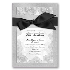 Treasured Jewels Vintage Roses - Silver Invitation