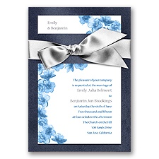 Treasured Jewels Floral - Sapphire & Bright White Invitation