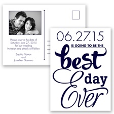 Best Day Ever - Lapis - Save the Date Postcard