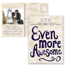 Awesome Couple - Lapis - Save the Date Postcard