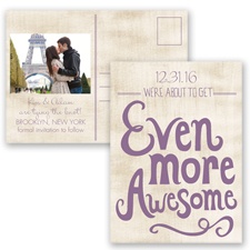 Awesome Couple - Wisteria - Save the Date Postcard