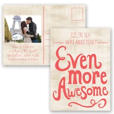Awesome Couple - Guava - Save the Date Postcard