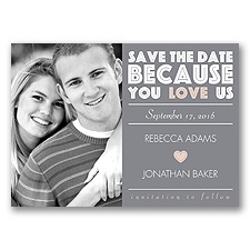 Because of Love Photo - Pink - Save the Date Magnet