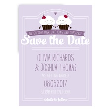 Happy Cupcakes Photo - Soft Violet - Save the Date Postcard