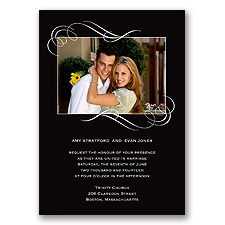 Photo and Swirls - Black -Invitation