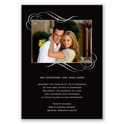 Photo and Swirls - Black -Invitation