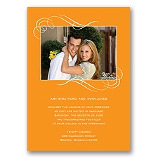 Photo and Swirls - Tangerine -Invitation