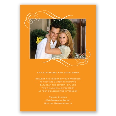 Photo and Swirls - Tangerine -Invitation