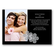 Floral Photo - Black - Invitation