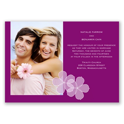 Floral Photo - Sangria - Invitation